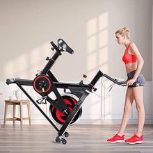 Load image into Gallery viewer, GYMAX Magnetic Exercise Bike, Indoor Stationary Cycling Bike, Noise-free Smooth Exercise Bike with LCD Monitor for Home Gym Cardio Workout (Black &amp; Red)
