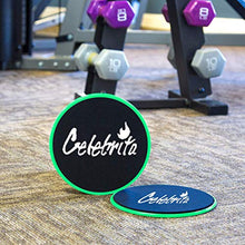 Load image into Gallery viewer, Celebrita Pair of Gliding Discs Core Sliders Ab, Back, Hip, and Leg Exercise Gear for Gym, Home, Yoga, Pilates | Strengthen Abdomen, Burn Fat, Improve Balance (Electric Green)
