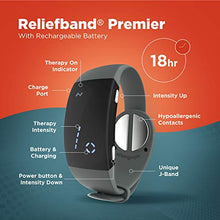 Load image into Gallery viewer, Reliefband Premier Anti-Nausea Wristband | FDA Cleared Nausea &amp; Vomiting Relief for Anxiety, Migraine, Motion Sickness (Car, Air, Train, Sea), Hangover &amp; Morning Sickness | Drug Free (Charcoal)
