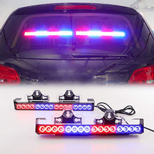 Load image into Gallery viewer, LE-JX Red/Blue 2 in 1 Emergency Strobe Light Bar 21 Flash Patterns Traffic Advisor Warning Hazard Windshield Safety Lights Bar with Cigar Lighter for Police Vehicles, Truck (2×16.8 inch, 32 Led)
