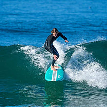 Load image into Gallery viewer, Wavestorm-15th Anniversary Edition Soft Top Foam 8ft Surfboard | for Beginners and All Levels | Includes Accessories | Leash and Multiple Fin Options, Turquoise pinline

