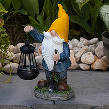 Load image into Gallery viewer, VP Home Earnest Garden Gnome with Lantern Solar Powered LED Outdoor Decor Light (Yellow Hat)
