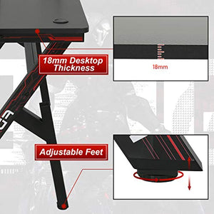 Computer Desk Gaming Desk 47.2 inches Student PC Desk Writing Desk Ofiice Desk Extra Large Modern Ergonomic Racing Style Table Workstation Carbon Fiber Cup Holder Headphone Hook
