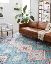 Load image into Gallery viewer, Loloi ll Skye Collection Printed Distressed Vintage Area Rug, 7'-6" x 9'-6", Turquoise/Terracotta
