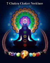 Load image into Gallery viewer, Jewever Natural Tiger Eye with 7 Chakra Choker Necklace for Women Men Crystal Necklaces Chokers wealth Meditation Yoga Crystals and Healing Stones
