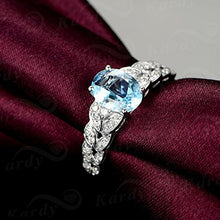 Load image into Gallery viewer, Kardy Jewelry Women's Solid 14K White Gold Oval Aquamarine Gemstone Diamond Wedding Engagement Band Ring Set
