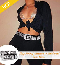 Load image into Gallery viewer, Rhinestone Belt for Women SUOSDEY Western Cowgirl Bling Studded Leather Belt for Jeans Pants,golden,M
