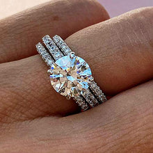 Load image into Gallery viewer, Swarovski Zircon 2 Ct Round-Cut Halo Bridal Ring 925 Silver Accented Brilliant Solitaire Engagement Ring (Silver, 7)
