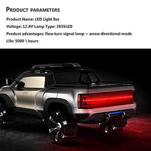 Chemini 60" LED Tailgate Light Bar Amber Leather Arrow Truck Tail Light Strip Double Flash Light Drillless Installation for Lorry Truck Pickup Truck Light Brake Lights Turn Signals Light