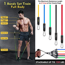 Load image into Gallery viewer, Resistance Bands Set 11 Pack, Exercise Bands Fitness Workout Equipment Stackable Weights 150 Lb Training Tubes with large Handles Ankle Straps Door Anchor Carry Bag, Physical Therapy Home Gym (150)
