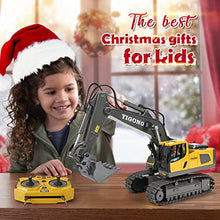 Load image into Gallery viewer, KidsFaves Remote Control Excavator Toys for Boys RC Excavator with 2 Rechargeable Batteries Metal Shovel Lights and Sounds 2.4Ghz Best RC Construction Toys Gifts Idea for Kids
