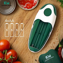 Load image into Gallery viewer, Kitchen Mama Electric Can Opener V2 Christmas Color Edition: Upgraded Blade Opens Any Can Shape - No Sharp Edge, Food-Safe, Handy with Lid Lift, Battery Operated &amp; Handheld (Bundle Red &amp; Army Green)
