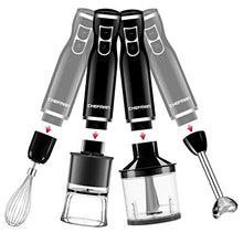 Load image into Gallery viewer, Chefman Electric Spiralizer &amp; Immersion Blender/Vegetable Slicer 6-IN-1 Food Prep Combo Kit, Includes 3 Spiralizing Blade Attachments, Zoodle Maker; Grate, Ribbon, Spiral, Blend, Chop, and Puree,Black
