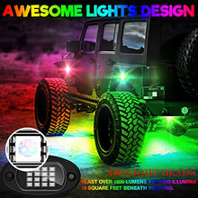 Load image into Gallery viewer, SUZCO 10-pods Trucks LED RGB Neon Underglow Rock Lights Kit, 【Dual-Zone】+【160LEDs】+【2-in-1 Line】 Sync Music Under Wheel Well Lights Waterproof 12V with APP/RF/IR for Jeep Offroad ATV UTV SUV
