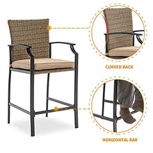Load image into Gallery viewer, Mcombo 5 Piece Patio Dining Set, Outdoor Steel Dining Table Set, Wicker Furniture Set with Square Steel Wood Grain Table and 4 Arm Chairs for Garden Backyard Bistro and Deck, 6084-DS28-BK

