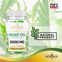 Load image into Gallery viewer, Hemp Oil Capsules Pills - 2 Pack - 5000 Hemp Oil Capsules - Made in The USA - Maximum Value - Rich in Omega 3,6,&amp; 9
