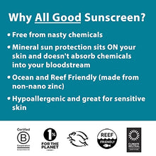 Load image into Gallery viewer, All Good Sport Face &amp; Body Sunscreen Lotion - UVA/UVB Broad Spectrum SPF 30+, Water Resistant, Coral Reef Friendly - Zinc, Shea Butter, Coconut Oil, Aloe (3 oz)(2-Pack)
