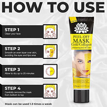 Load image into Gallery viewer, 24K Gold Facial Mask Collagen Peel-off with Skin Soft Brush Applicator, Whitening Anti-Wrinkle Lifting Firming Moisturizing Face Skin Care Masks 4.22 Fl.oz (gold60)
