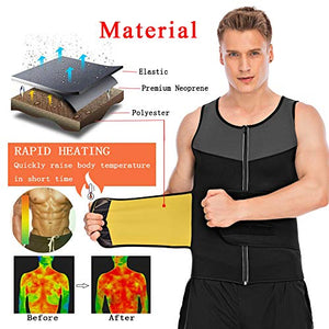 NINGMI Sauna Vest for Men-Sweat Vest for Men Waist Trainer Trimmer-Workout Weight Loss Vest with Waist Belt for Fitness Black