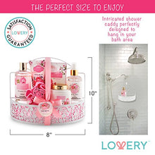 Load image into Gallery viewer, Home Spa Gift Basket - Wild Rose &amp; Raspberry Leaf Scent - Luxurious 7 Piece Bath &amp; Body Set For Men/Women, Contains Shower Gel, Body Lotion, Body Scrub, Bath Salt, Body Mist, Bath Puff &amp; Shower Caddy
