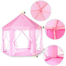 Load image into Gallery viewer, Monobeach Princess Tent Girls Large Playhouse Kids Castle Play Tent with Star Lights Toy for Children Indoor and Outdoor Games, 55'' x 53'' (DxH)
