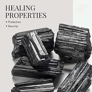 KALIFANO Black Tourmaline Bundle with Calming and Purification Energy - AAA+ Grade Brazilian Turmalina Negra Schorl Reiki Healing Crystal Used for Protection and Security (Information Card Included)
