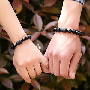 SX Commerce Natural Obsidian Stone Bead Bracelet Couple Women 8mm Phoenix Totem Jewelry (Phoenix)