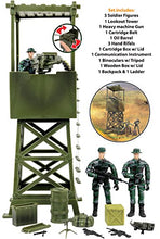 Load image into Gallery viewer, Click N&#39; Play Military Lookout Watch Tower 16 Piece Play Set with Accessories. , Green
