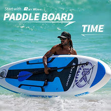 Load image into Gallery viewer, Runwave Inflatable Stand Up Paddle Board Non-Slip Deck with Premium SUP Accessories | Wide Stance, Bottom Fins for Surfing Control | Youth Adults Beginner (Kohala Blue)
