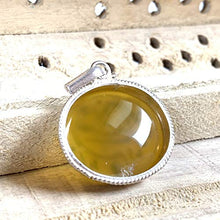 Load image into Gallery viewer, Allahumma Salli Ala Muhammad Wa Aalay Muhammad | Yemeni Yellow Aqeeq Pendant | Yellow Akik stone Pendant silver unisex | AlAliGems
