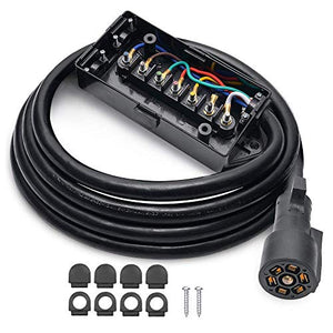 MICTUNING 7 Way Plug Inline Trailer Cord with 7 Gang Junction Box Bundle MIC-B1002 LED Light Bar Wiring Harness