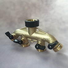 Load image into Gallery viewer, SOMMERLAND Heavy Duty Brass 4 Way Garden Hose Shut Off Connector (Brass Overmold-1PK)
