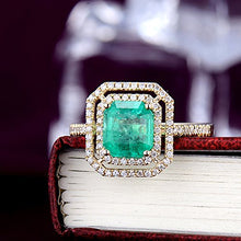 Load image into Gallery viewer, Beyond jewelry Natural Diamond Emerald Engagement 14kt Yellow Gold Women's Wedding Ring
