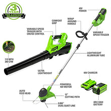 Load image into Gallery viewer, Greenworks 40V Cordless String Trimmer and Leaf Blower Combo Kit, 2.0Ah Battery and Charger Included
