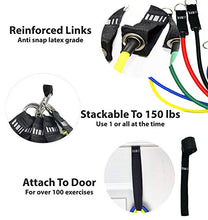 Load image into Gallery viewer, Komit Heavy Duty Resistance Bands Exercise Set (11pcs) 150lbs of Training Weight for Easy at Home Fitness Workout, Physical Therapy, and Fat Burning
