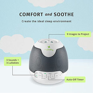 MyBaby, SoundSpa Lullaby - Sounds & Projection, Plays 6 Sounds & Lullabies, Image Projector Featuring Diverse Scenes, Auto-Off Timer Perfect for Naptime, Powered by an AC Adapter, By HoMedics