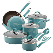 Load image into Gallery viewer, Rachael Ray Cucina Nonstick Cookware Pots and Pans Set, 12 Piece, Agave Blue
