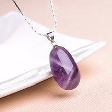 Load image into Gallery viewer, iSTONE 925 Sterling Silver Purple Amethyst Ladies Pendant Necklace, Gemstone Birthstone with 18&quot; Silver Chain
