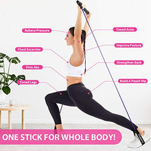 Load image into Gallery viewer, Viajero Pilates Bar Kit for Portable Home Gym Workout - 2 Latex Exercise Resistance Band - 3-Section Sticks - All-in-one Strength Weights Equipment for Body Fitness Squat Yoga with E-Book &amp; Video
