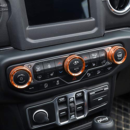 Load image into Gallery viewer, Voodonala Air Conditioner Headlight Switch Knob Trim for 2018-2022 Jeep Wrangler JL JLU Gladiator JT, Orange Aluminum Alloy 4pcs