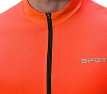 Load image into Gallery viewer, Spotti Men's Cycling Bike Jersey Long Sleeve with 3 Rear Pockets - Moisture Wicking, Breathable, Quick Dry Biking Shirt (Orange, Chest 42-44" - XL)

