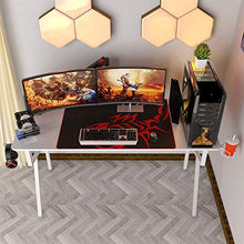 Load image into Gallery viewer, DESIGNA 55'' Gaming Desk, K-Shape Computer Desk with Free Mouse pad, Cup Holder&amp; Headphone Hook &amp; Controller Stand, Gamer Workstation for Home Office, White
