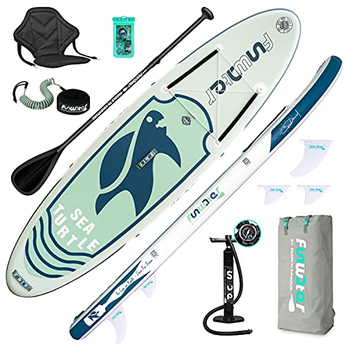 FunWater SUP Inflatable Stand Up Paddle Board Ultra-Light Inflatable Paddleboard with ISUP Accessories,Fins,Adjustable Paddle, Pump,Backpack, Leash, Waterproof Phone Bag,Kayak Seat