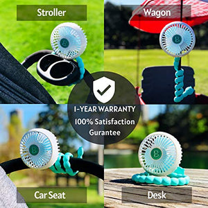 Moomet Mini Portable Stroller Fan | Flexible Monopod | USB Rechargeable Battery