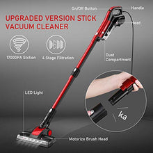 Load image into Gallery viewer, GeeMo Vacuum Cleaner, 4 in 1 Stick Vacuum 17Kpa Powerful Suction, with LED Electric Brush 1.2L High-Capacity Quiet Vacuum, with HEPA Quadruple Filter for Deep Clean Pet Hair Carpet Hard Floor - H595
