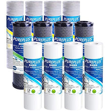 Load image into Gallery viewer, 10" x 2.5" 5 Micron Whole House Sediment &amp; String Wound &amp; 1 Micron CTO Carbon Water Filter Cartridge Replacement for Any 10 inch RO Unit, Countertop Water Filter System, for City &amp; Well Water, 4Combo
