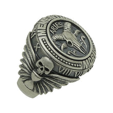 Load image into Gallery viewer, Aries Skull Zodiac Sign Sterling Silver 925 Biker MenS Ring Masonic
