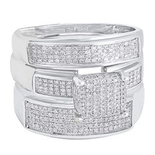 Load image into Gallery viewer, Dazzlingrock Collection 0.65 Carat (ctw) Round White Diamond Mens &amp; Womens Micro Pave Trio Bridal Wedding Set, Sterling Silver

