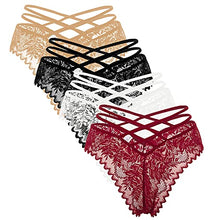 Load image into Gallery viewer, Sexy Thongs V-Back Criss Cross Panties G-String Strappy Lace Panties T-Back Underwear,2WBN,S
