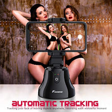 Load image into Gallery viewer, Smart Tracking Holder, Foxnovo 360°Rotation Auto Face/Object Tracking Holder Intelligent Follow Portable Smart Selfie Stick, Video/Vlog Shooting Robot Cameraman for iPhone/Android Phone (Black)
